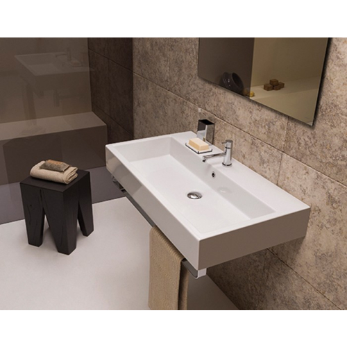 Lavabo sospeso Stone cm 90x50 di Ceramica Globo SCQ90.BI