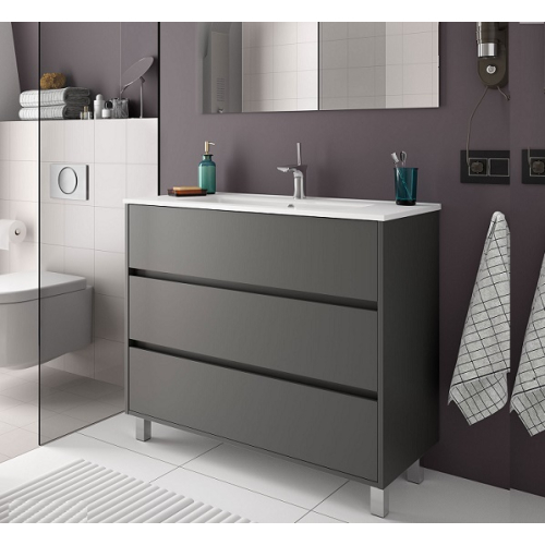 Alpenberger Waschplatz Lavabo In Ceramica I Mobile Sottolavello Preassemblato Colore Grigio I Bagnowc Soluzione Senza Tempo