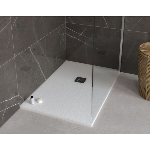 Piatto Doccia In Marmoresina ARDESIA. Tutto In Un Unico Solido Pezzo Effetto Pietra Grigio Chiaro 80x170 Grigio Ral 7037 85277312