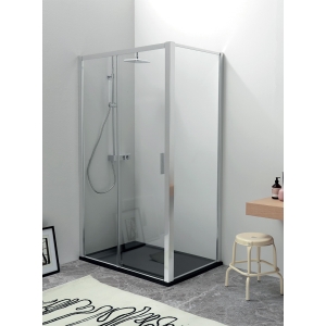 Box doccia PSCQUICK con lato fisso in cristallo 6 mm trasparente cm. 80x180 con profilo cromo di Tamanaco
