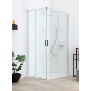 Box doccia QUICK in cristallo 6 mm trasparente 100x100 con profilo cromo di Tamanaco