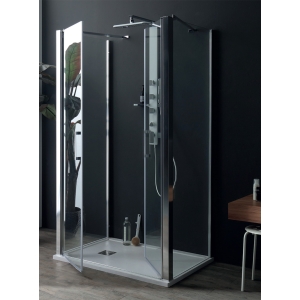 Box doccia SALOON con doppio fisso in cristallo 6 mm trasparente 80x70x80 con profilo cromo di Tamanaco