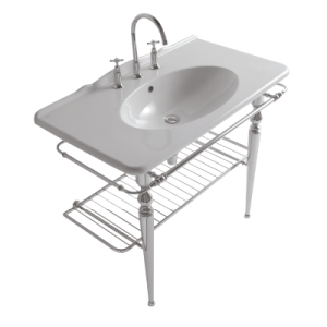 Struttura Paestum terra in ottone con lavabo cm. 100x55 bianco lucido di Ceramica Globo