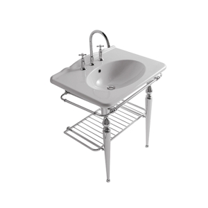 Struttura Paestum terra in ottone con lavabo cm. 75x55 bianco lucido di Ceramica Globo