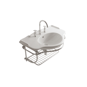 Struttura Paestum sospesa in ottone con lavabo cm. 110x60 bianco lucido di Ceramica Globo