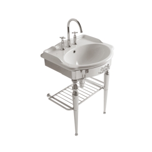 Struttura Paestum a terra in ottone con lavabo cm. 62x54 bianco lucido di Ceramica Globo
