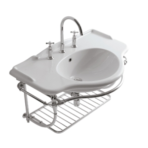 Struttura Paestum sospesa in ottone con lavabo cm. 90x56 bianco lucido di Ceramica Globo