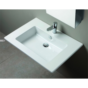 Lavabo consolle sospeso/appoggio 61x51 rettangolare in ceramica bianco lucido di Ceramica Azzurra