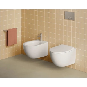 Coppia Sanitari Italy Sospesi 52x37 cm di Ceramica Catalano con Copriwater Soft Close Bianco Lucido