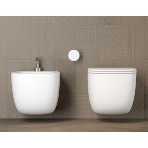 Sanitari Lola Galassia Sospesi 58x36 cm Senza Brida Copriwater Slim Soft-Close Bianco Lucido