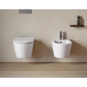 Sanitari Zero 55 Sospesi 55x35 cm Silentech con Copriwater Up-Fix Slim Frizionato Bianco