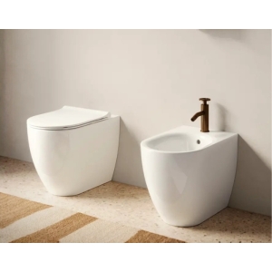 Sanitari Sfera 55 Filomuro 55x35 cm Silentech con Copriwater Avvolgente Frizionato Bianco Lucido