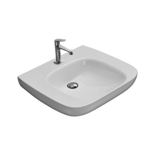Lavabo Argento sospeso cm. 70x60 semicircolare bianco lucido di Ceramica Globo
