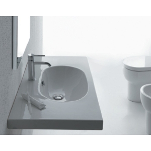 Lavabo Eden sospeso cm. 90x45 rettangolare in ceramica bianco di Ceramica Galassia