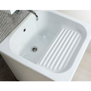 Lavatoio Oceano 60x60 con strofinatoio incorporato + mobile a 2 ante di ElleEmmeCi