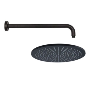 Kit doccia soffione 20x20 cm tondo + braccio doccia 30 cm nero Paffoni