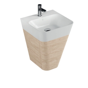 Mobile sospeso con lavabo Build cm. 44x47 olmo naturale di Ceramica Azzurra