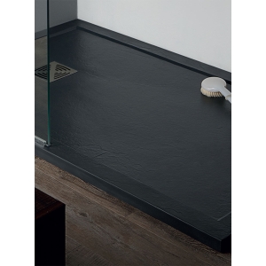 Piatto doccia 80x80 Marmo Resina H3,3 bordato Flat Tamanaco Antracite