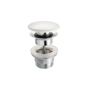 Piletta Click Clack Tonda con Troppo Pieno per Lavabo e Bidet con Tappo in Ceramica Catalano