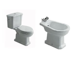 Sanitari Ethos monoblocco distanziati cm. 68x38 con sedile standard di Ceramica Galassia
