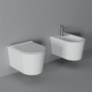 Sanitari Form sospesi senza brida cm. 50x35 con sedile sottile softcose di Ceramica Alice