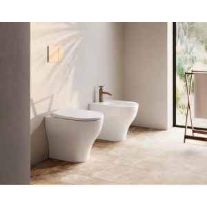 Sanitari Sfera 52 Filomuro 52x35 cm Silentech con Copriwater Basic Frizionato Bianco Lucido