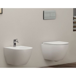 Sanitari Comoda sospesi senza brida cm. 54x36 con sedile sottile softclose di Ceramica Azzurra