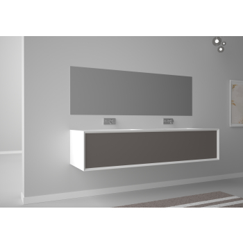 Mobile Milano con lavabo e specchio cm. 180x52 grigio di Ceramica GSG