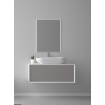 Mobile Milano con specchiera e lavabo cm. 100x52 grigio di Ceramica GSG