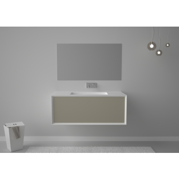 Mobile Milano con specchiera e lavabo cm. 100x52 tortora di Ceramica GSG