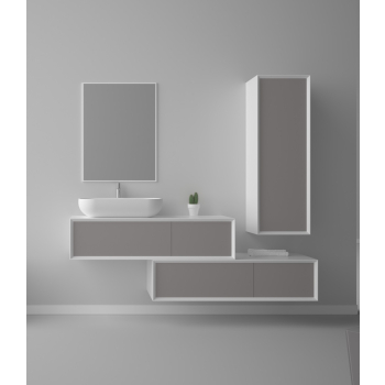 Mobile Parigi sospeso completo di specchiera cm. 180x52 grigio di Ceramica GSG