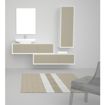 Mobile Parigi sospeso completo di specchiera cm. 180x52 tortora di Ceramica GSG