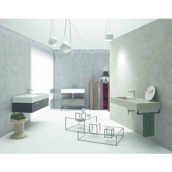 Lavabo sospeso o su mobile con vasca a destra Incantho cm 136x51 di Ceramica Globo