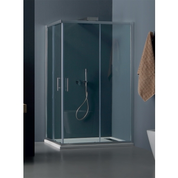 Box doccia ECO in cristallo 6 mm trasparente cm 72x90 con profilo cromato di Tamanaco