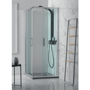 Box doccia FLEX in cristallo 6 mm trasparente 70x72 con profilo cromo di Tamanaco