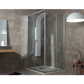 Box doccia FLEX in cristallo 6 mm satinato 70x100 con profilo cromo di Tamanaco
