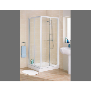 Box doccia Smeralda in cristallo 3 mm. stampato cm. 80x80; 90x90; profilo bianco di Giava
