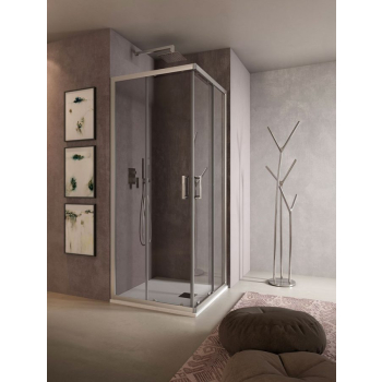 Box doccia Quadro in cristallo 6 mm trasparente cm. 70x100xh190 con profilo cromato