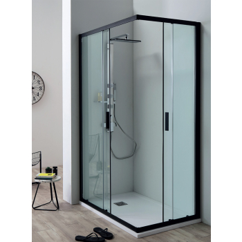 Cabine de douche RAPID en verre transparent 6 mm 70x80 avec profil noir