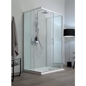 Box doccia ECO con lato fisso in cristallo 6 mm trasparente 80x100x80 con profilo cromo di Tamanaco
