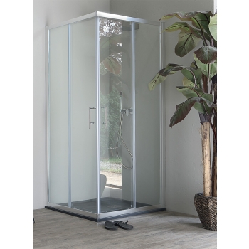 Box doccia ECO in cristallo 6 mm cincillà cm 80x80 con profilo cromato di Tamanaco