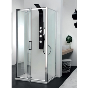 Box doccia FPB40 cristallo 6 mm satinato 90x120x90 con profilo cromo di Tamanaco