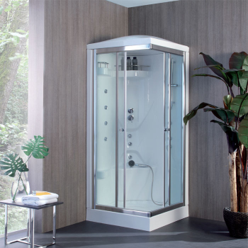 Cabine de douche multifonctionnelle K2 en cristal de 6 mm. transparent cm. 80x80 avec profil chromé