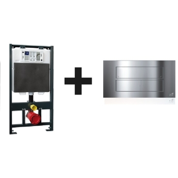 Kit completo di cassetta incasso Idealite blu e placca cromo per wc sopesi su cartongesso di Its Todini