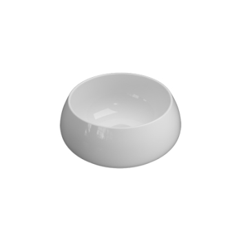Lavabo T-Edge appoggio salvaspazio cm. 35x35 tondo in ceramica bianco lucido di Ceramica Globo
