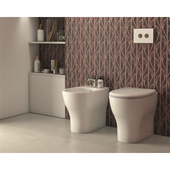 Sanitari Grace filomuro  senza brida scarico traslato cm. 52x36 con sedile a chiusura softclose di Ceramica Globo