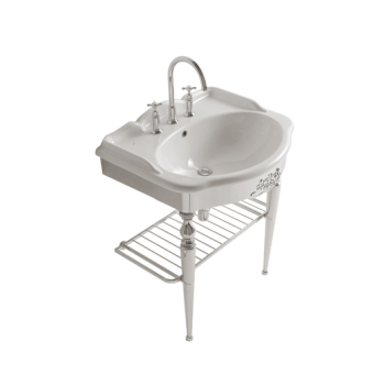 Struttura Paestum terra in ottone con lavabo cm. 71x58 bianco lucido di Ceramica Globo