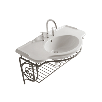 Struttura Paestum sospesa in metallo anticato con lavabo cm. 110x60 bianco lucido di Ceramica Globo