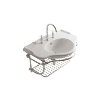 Struttura Paestum sospesa in ottone con lavabo cm. 110x60 bianco lucido di Ceramica Globo