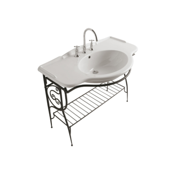 Struttura Paestum a terra in metallo anticato con lavabo cm. 110x60 bianco lucido di Ceramica Globo